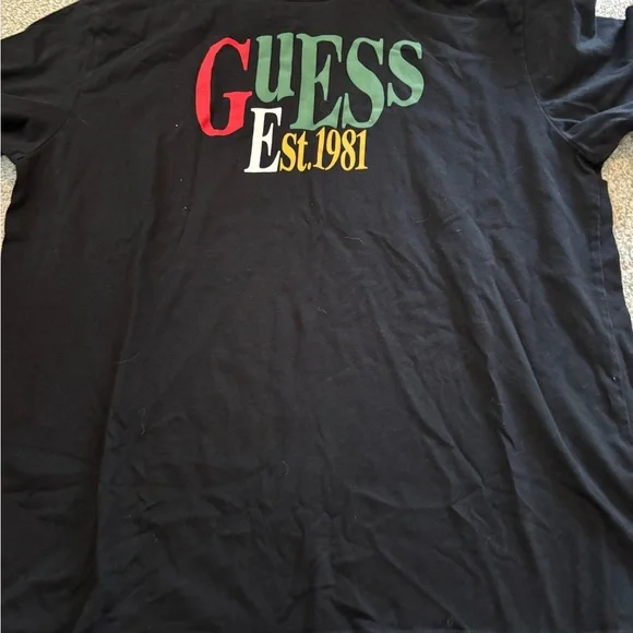 GUESS Logo Graphic Tee in Black with Multicolor Print - Picture 4 of 4